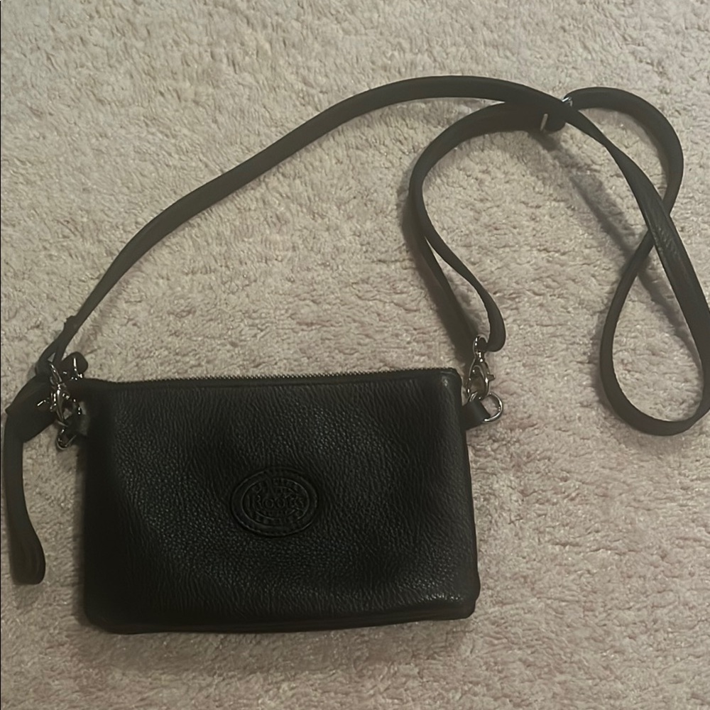 Black Leather Crossbody Bag from ROOTS